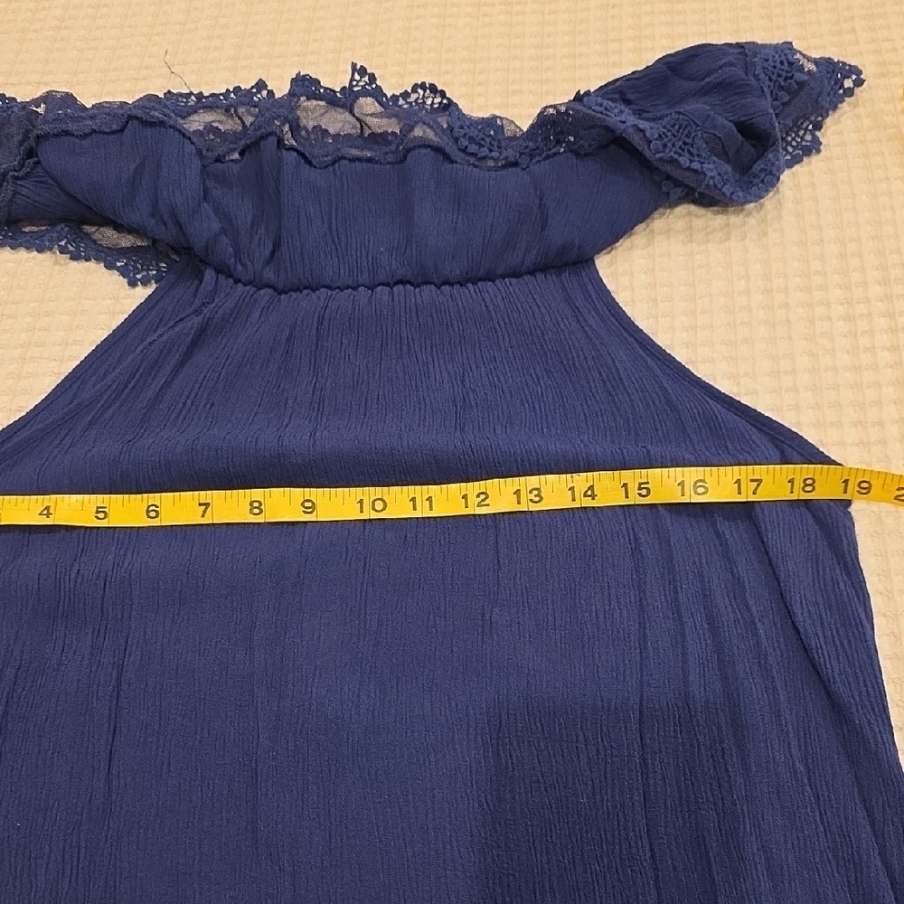 Unique Spectrum Navy Blue Ruffled Blouse - Picture 6 of 6
